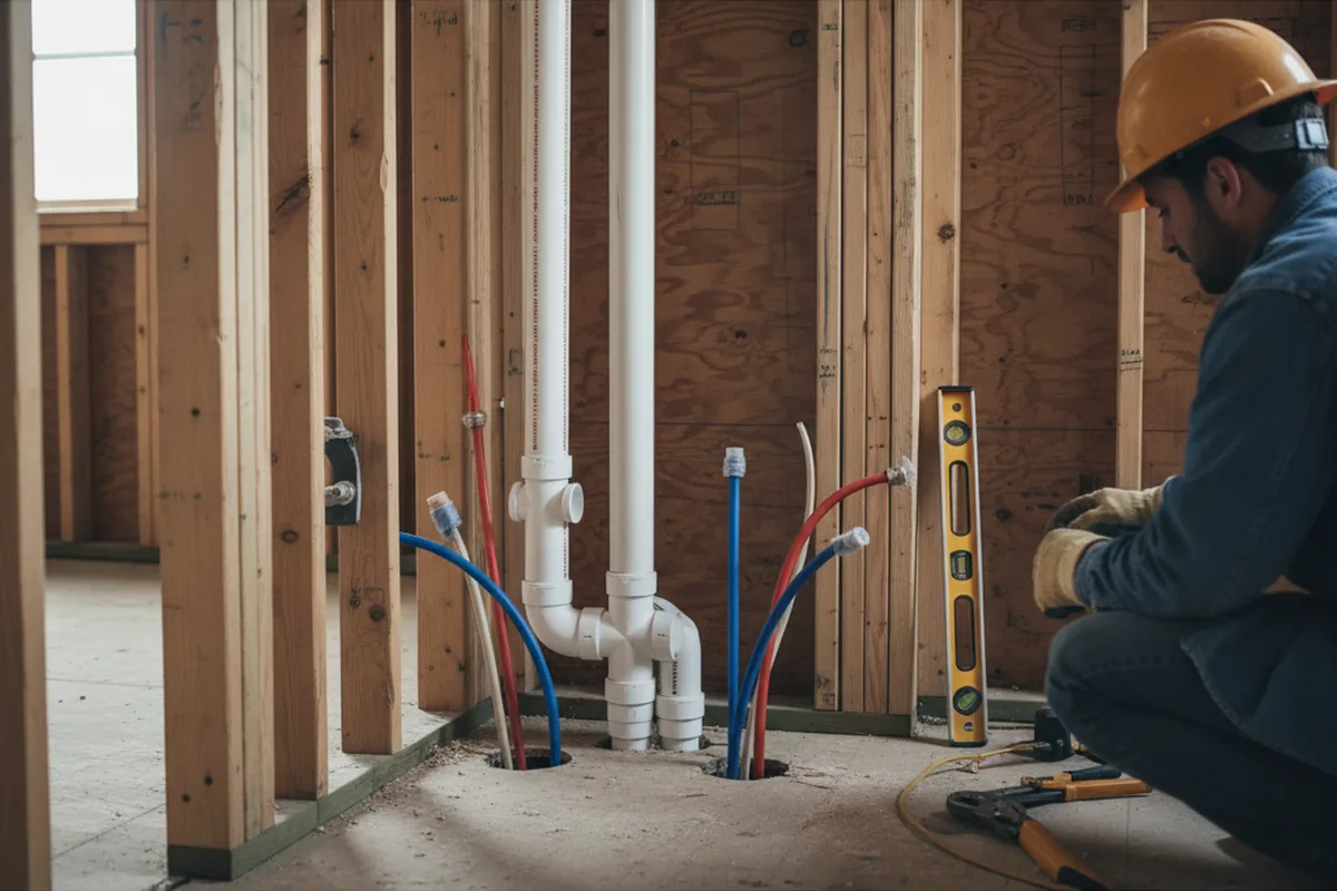 Drain and supply rough-in during Sump Pump Repair in Anna